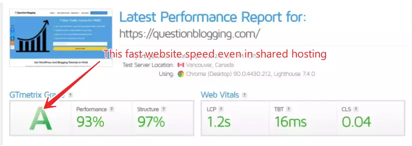 question blogging speed on shared hosting