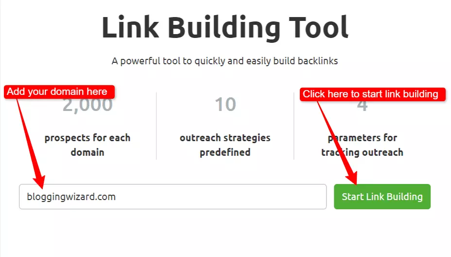 Link building tool Semrush