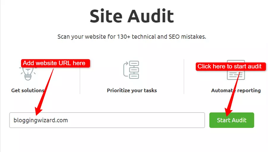 Semrush site audit tool